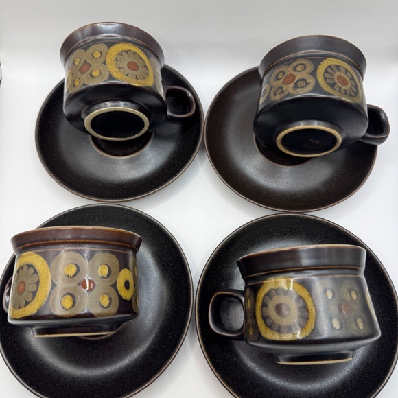 Denby Arabesque Short Coffee Cup and Saucer Set of 4. - Picture 7 of 13